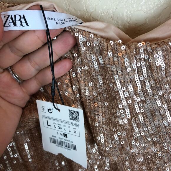 NWT Zara Blogger Sequin Ruffle One Shoulder Dress. - Picture 14 of 14